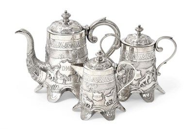 Lot 2147 - A Three-Piece Indian Silver Tea-Service, Each Piece Marked 'T' over '90', First Quarter 20th...