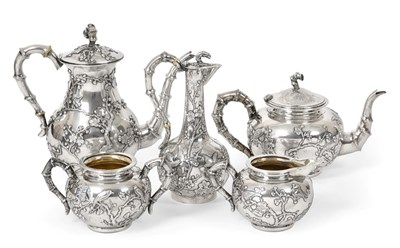 Lot 2148 - A Five-Piece Chinese Export Silver Tea and Coffee-Service, by Luen Wo, Shanghai, Late...