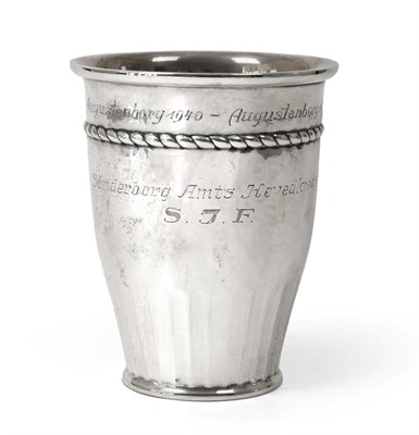 Lot 2151 - A Danish Silver Beaker, by Carl M Cohr, 1935, tapering and with part-fluted lower body,...