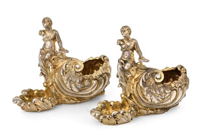 Lot 2153 - A Pair of Continent Silver-Gilt Double Salt-Cellars, Apparently Unmarked, Probably Late 19th...