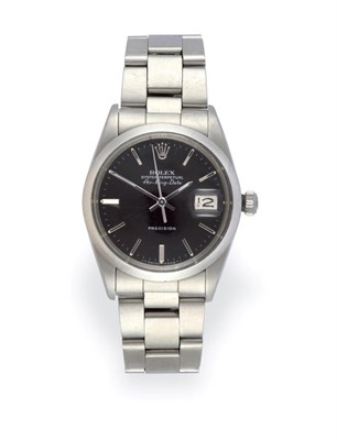 Lot 2175 - A Stainless Steel Automatic Calendar Centre Seconds Wristwatch, signed Rolex, Oyster Perpetual...