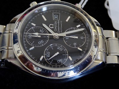Lot 2177 - A Stainless Steel Automatic Calendar Chronograph Wristwatch, signed Omega, model: Speedmaster, ref