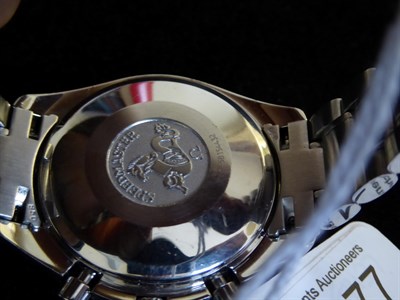Lot 2177 - A Stainless Steel Automatic Calendar Chronograph Wristwatch, signed Omega, model: Speedmaster, ref