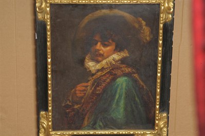 Lot 956 - Hippolyte-Francois-Leon Duluard (b.1871) French Portrait of a cavalier, wearing a green coat...