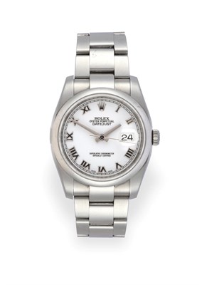 Lot 2201 - A Stainless Steel Automatic Calendar Centre Seconds Wristwatch, signed Rolex, Oyster Perpetual,...