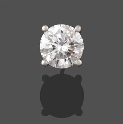Lot 2231 - An 18 Carat White Gold Single Stone Diamond Earring, the round brilliant cut diamond in a four claw