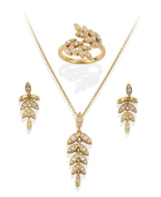 Lot 2241 - An 18 Carat Gold Diamond Pendant on An 18 Carat Gold Chain, A Pair of 18 Carat Gold Diamond...