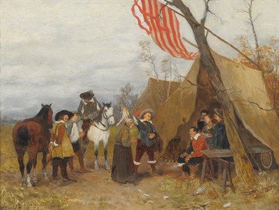 Lot 963 - Heinrich Breling (1849-1914) German Cavaliers and horses beside a tent Signed and dated 1878,...