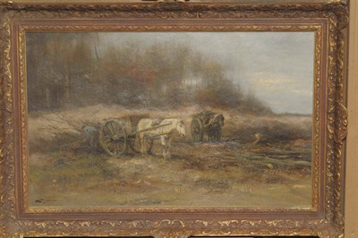 Lot 965 - Willem George Frederick Jansen (1871-1949) Dutch Figures logging with horses and carts Signed,...