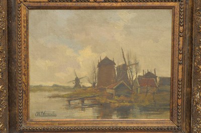 Lot 967 - Marinus Cornelis Thomas Vermuelen (1868-1941) Dutch Dutch canal scene Signed, oil on canvas, 23.5cm