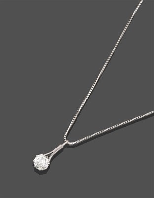 Lot 2307 - A Diamond Pendant on An 18 Carat White Gold Chain, the round brilliant cut diamond in a white...