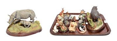 Lot 23 - Border Fine Arts Studio African Wildlife Models comprising 'Rhino and Baby', model No. A5410,...