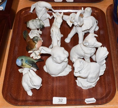 Lot 32 - A quantity of white matte Kaiser animals including an elephant, squirrel and rabbit together...