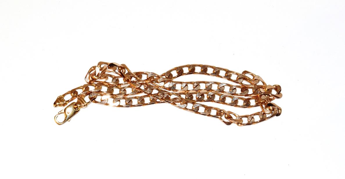 Lot 40 - A flat curb link necklace, stamped '375', length 47.5cm