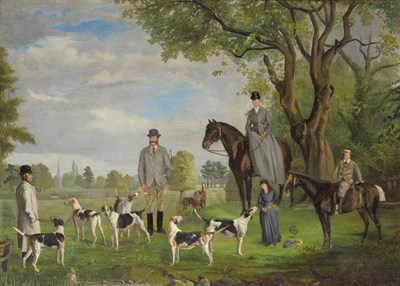 Lot 976 - English Provincial School (19th century) "Atherstone Hounds at Witherley, 1875" Inscribed...