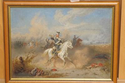 Lot 979 - English School, late 19th century (Follower of Richard Simkin) "The Charge of the Lancers"...