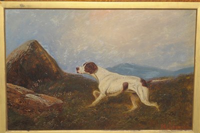 Lot 981 - Colin Graeme Roe (1855-1910) Pointer in a landscape  Signed, oil on canvas, 35.5cm by 53.5cm