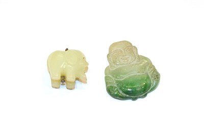 Lot 108 - A jade Buddha and an elephant pendant, length 2.0cm