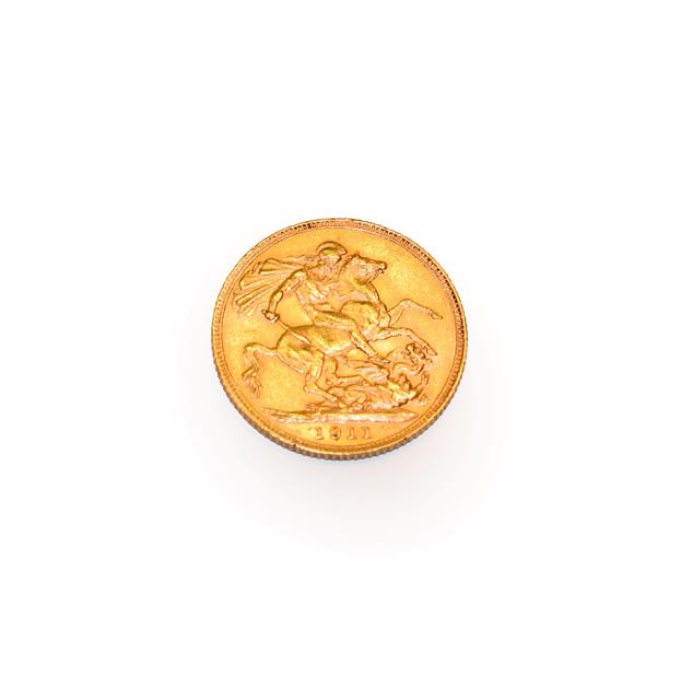 Lot 122 - George V, 1911 Sovereign. Obv: Bare head left left. Rev: St. George and the dragon. S. 3996....