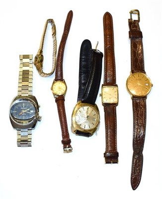 Lot 128 - A lady's gold plated Omega De Ville wristwatch, two Montine gents wristwatches, Memostar 1970s...