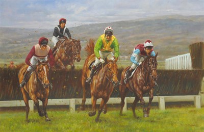 Lot 986 - Graham Isom (b.1945) "The Cheltenham Gold Cup 17th March 1983" Signed, inscribed on a plaque,...