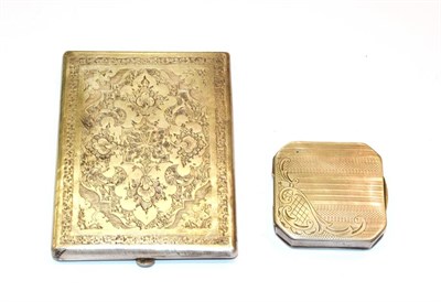 Lot 152 - A Persian silver cigarette-case and an Eastern European pill box, the first oblong and with foliage