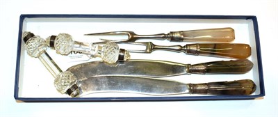 Lot 166 - A pair of Georgian agate handled knives and a pair of similar forks, each with carved agate...