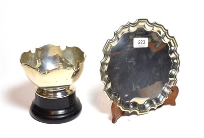 Lot 223 - A George V silver waiter and a Victorian silver rose bowl, the first maker's mark rubbed,...