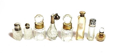 Lot 224 - Eight various silver or silver plate mounted cut-glass scent-bottles, variously decorated (8)