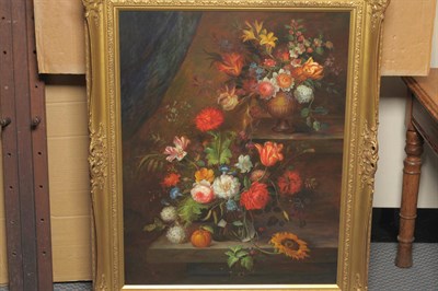 Lot 994 - Attributed to Thomas Webster (20th/21st century contemporary) Vases of spring and summer blooms Oil