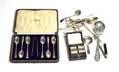 Lot 229 - A collection of assorted silver, including a pair of George II silver sugar-nips, by Robert...