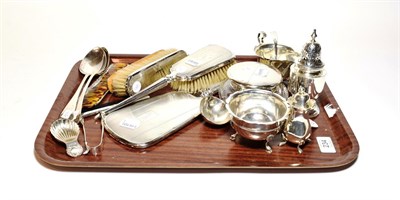 Lot 234 - A collection of assorted silver, including a sauce boat, a sugar-caster; a pepperette, a sugar-bowl