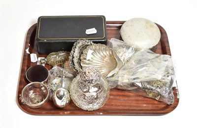 Lot 245 - A collection of assorted silver, including a cased three-piece condiment set, each piece with...