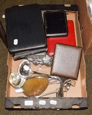 Lot 261 - A collection of silver and silver plate, the silver including four cased sets of spoons or...