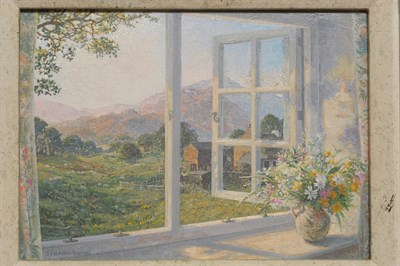 Lot 1003 - Stephen Darbyshire RBA (b.1940)  "Looking Down the Valley" Signed, inscribed verso, oil on...