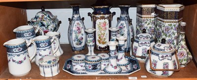 Lot 332 - Losol Ware including ''Thurlo'' pattern hexagonal vases 29cm high, and a similar bottle vase,...