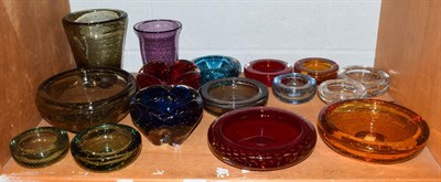 Lot 342 - Whitefriars - William Wilson: A Group of Bubble Range Glass Bowls and Vases, various colours,...