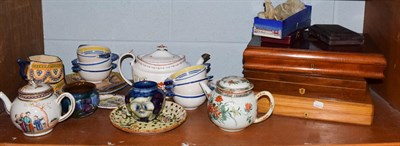 Lot 352 - 18th/19th century ceramics including Chinese tea pot, Quimper ware toy with cased flat ware, etc