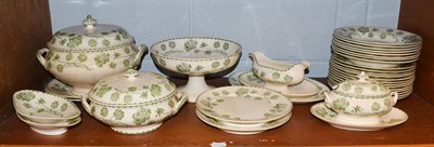 Lot 353 - Sarreguemines 'Geranium' pattern part dinner service including tureen and cover, footed bowl,...