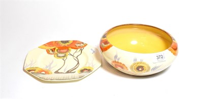 Lot 372 - A Clarice Cliff Bizarre bowl, in the Rodanthe pattern, 23cm diameter; together with an...