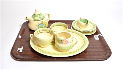 Lot 378 - A collection of Clarice Cliff design tablewares, in the Honeydew pattern, Lynton shape,...