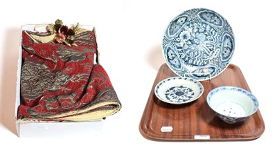 Lot 393 - Oriental shipwreck porcelain comprising a blue and white Binh Thuan shipwreck dish, 28cm...