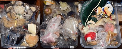 Lot 409 - Teddy bears, mostly Hermann together with bisque head dolls and other soft toys (three boxes)