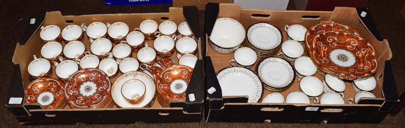 Lot 427 - An orange and gilt Cauldon china part tea service, together with a Royal Crown Derby part tea...