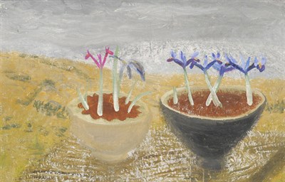 Lot 1016 - Winifred Nicholson NEAC (1893-1981) "Flowers in a Winter Landscape" Inscribed on an exhibition...