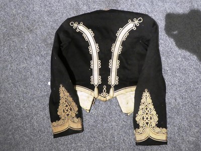 Lot 465 - * A Yorkshire Hussars blue wool tunic, with silver cord frogging, silver ball buttons, silver...
