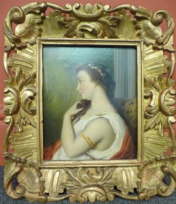 Lot 1019 - Follower of George Edward Frost (19th century) Portrait of a girl, seated, half length, wearing...