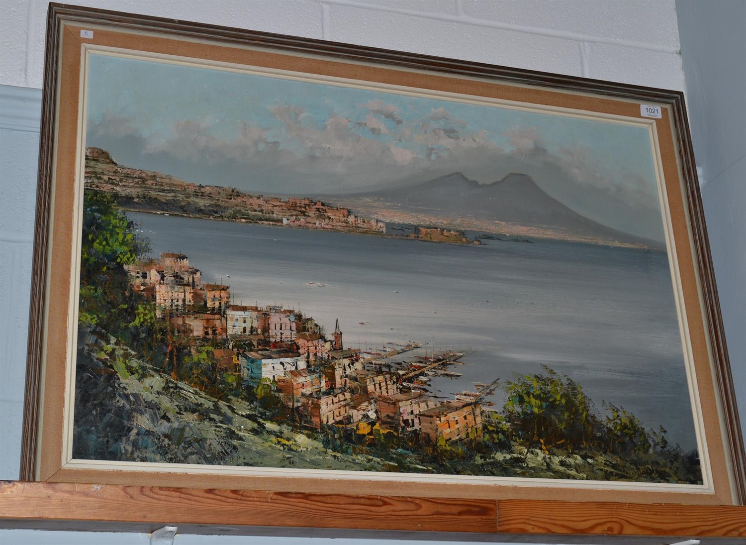 Lot 1021 - Italian school, 20th/21st century, A view of the bay of Naples, indistinctively signed, oil on...
