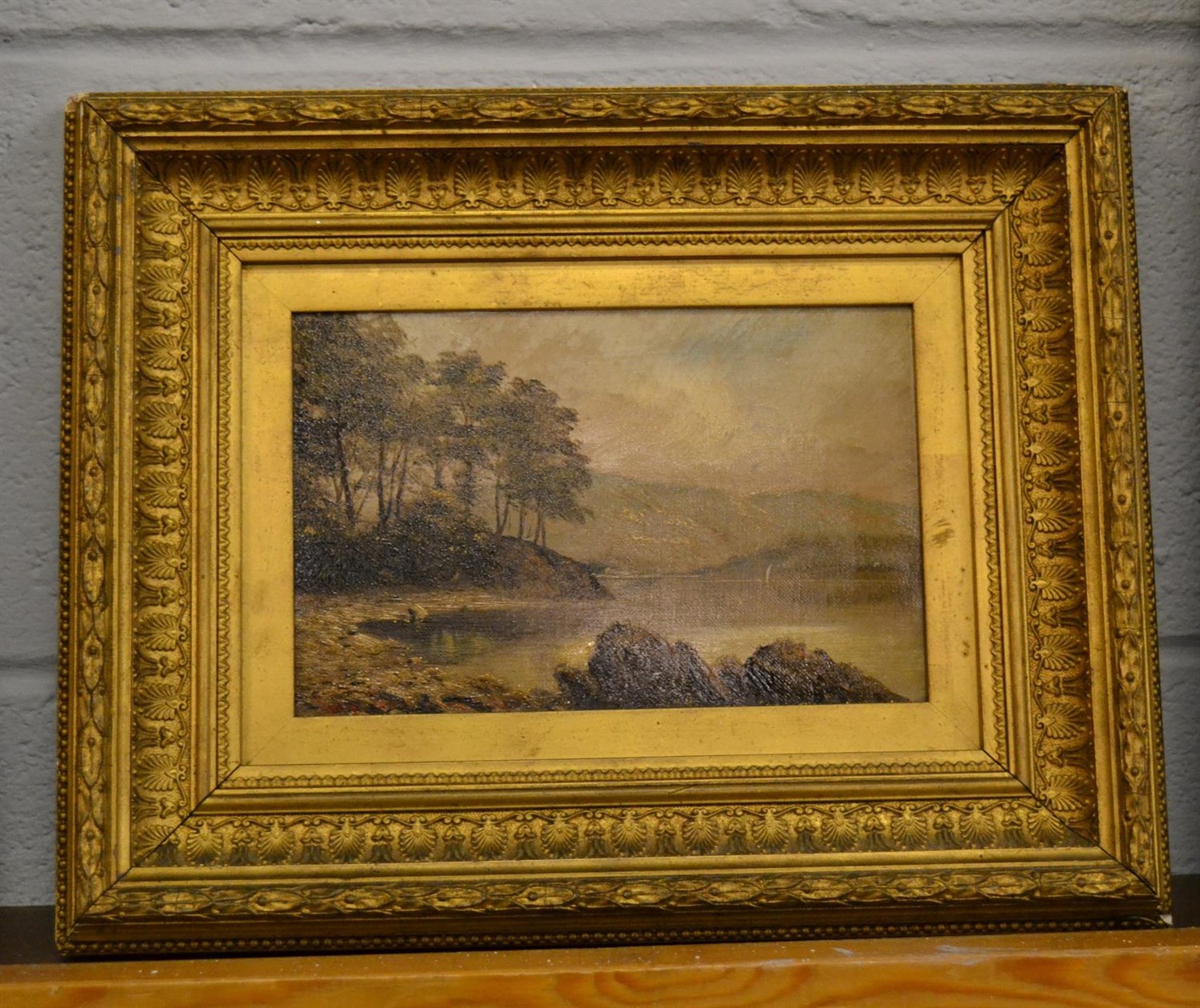 Lot 1029 - British School (19th century) view of Friars Crag, Derwentwater, oil on canvas, indistinctly...