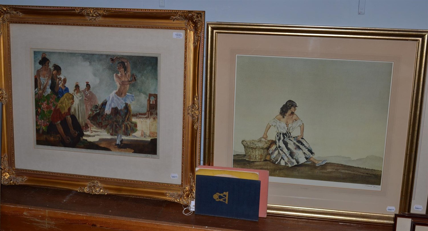 Lot 1033 - After Sir William Russell Flint ''Zoronga'' signed, a colour reproduction, together with three...